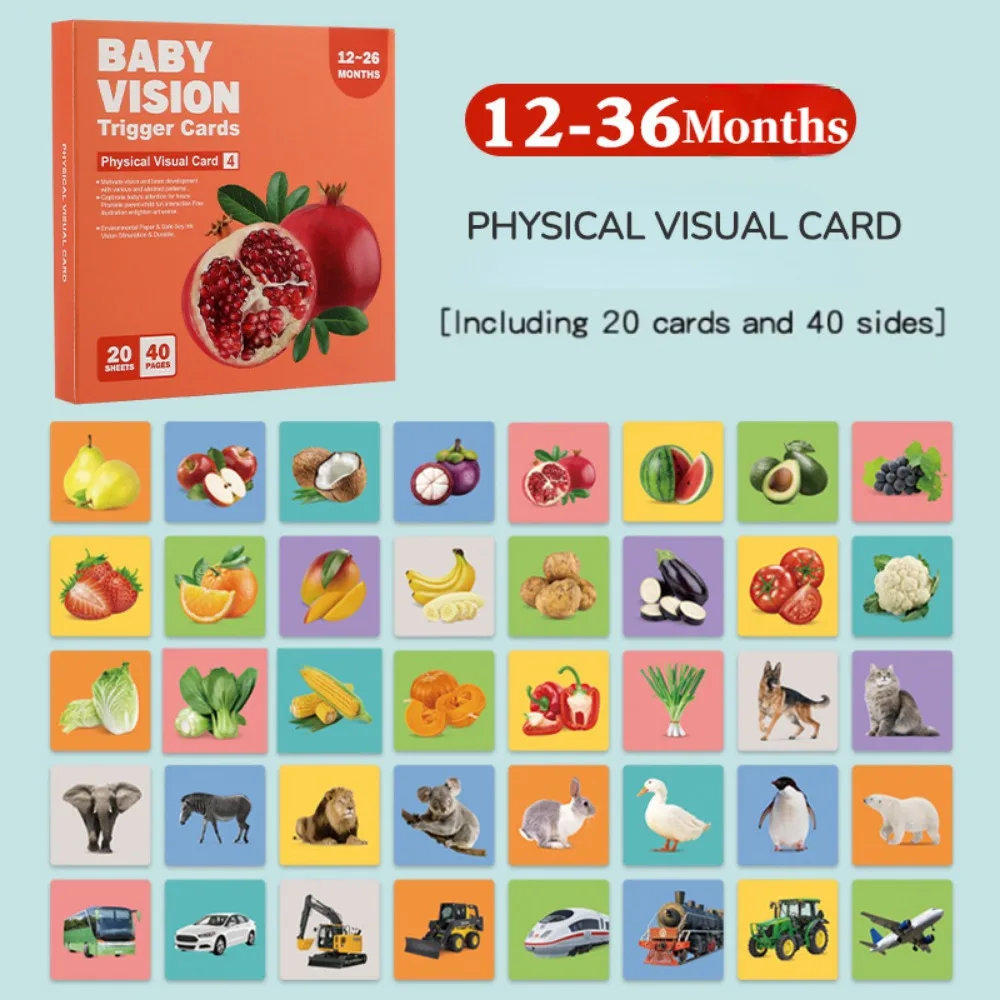 Set 20 de Carduri Stimulare Vizuala pentru Bebelusi, 4 Etape de Dezvoltare [0]