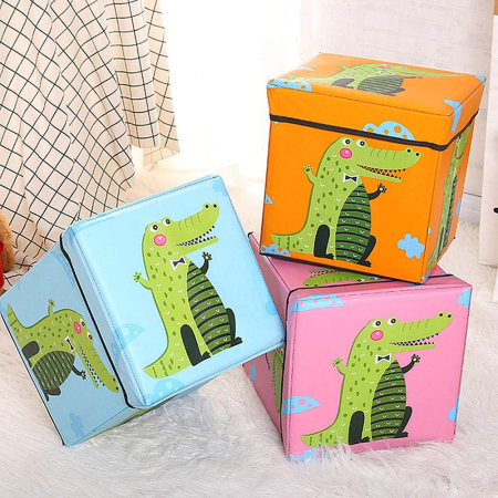 Camera copilului - Cutie de Depozitare Pliabila pentru Jucarii, Model Crocodil, 30 x 30 x 30 cm