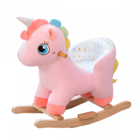 Copii 3 ani+ - Balansoar Catifelat pentru Copii cu Spatar si Centura de Siguranta, Unicornul Jucaus