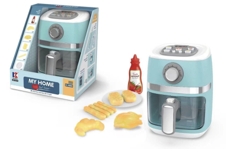 Copii 4 ani+ - Air Fryer de Jucarie cu Alimente, 23 x 20 x 17 cm, Turcoaz