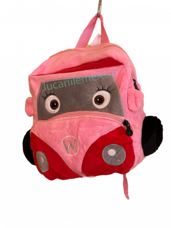 Rucsac din plus de tip ghiozdanel pentru copii Roz cu Masinuta [1]