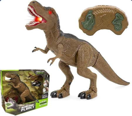 Copii 4 ani+ - Dinozaur T-Rex Interactiv cu Fum, Lumini si Sunete, Merge si Racneste
