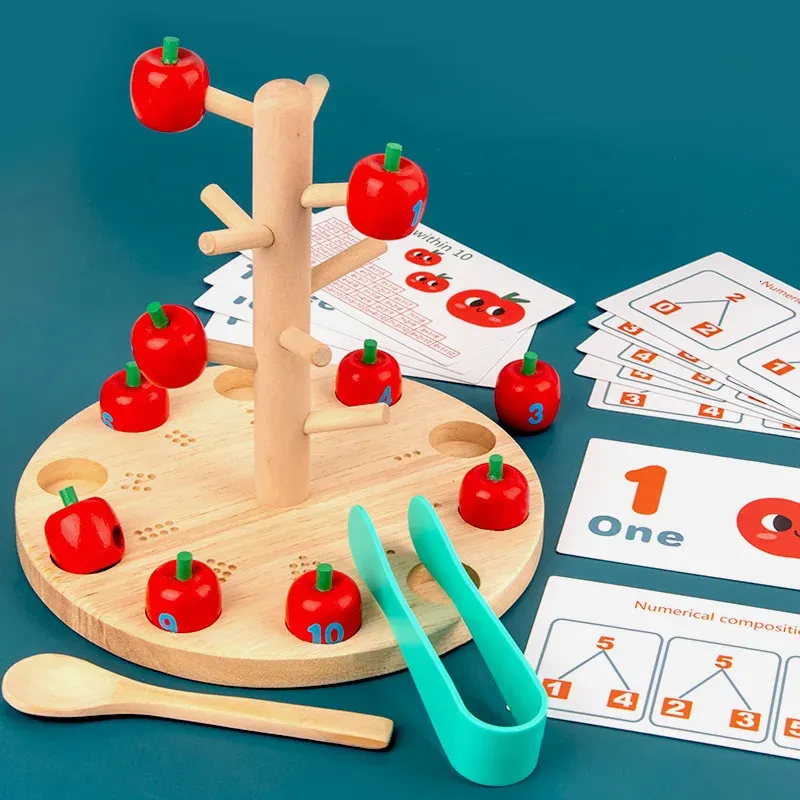 Jocuri si jucarii educative pe varsta - Jucarie din Lemn Montessori Sa Culegem Mere