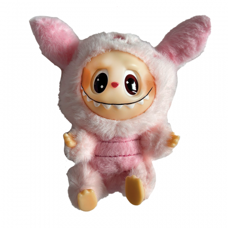 Jucarii de plus - Jucarie de Plus Labubu Winnie The Pooh, Costum Purcelus, 18 cm, Roz