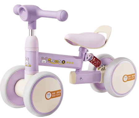 Bicicleta de Echilibru, Fara Pedale, 4 Roti Stabile, Lumini LED si Scaun Reglabil, 1 an +, ROZ [1]