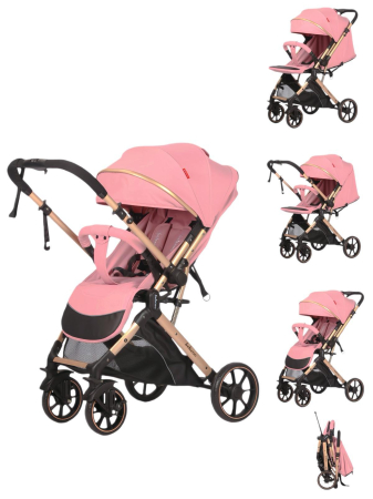 Carucioare - Carucior Sport Tip Troller Pliabil, Maner Reversibil, Spatar Reglabil ROZ BOMBON