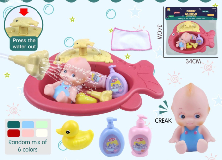 Pentru Bebe - Set de Jucarii de Baie pentru Copii, cu Gel de Dus, Sampon, Chiuveta si Papusa