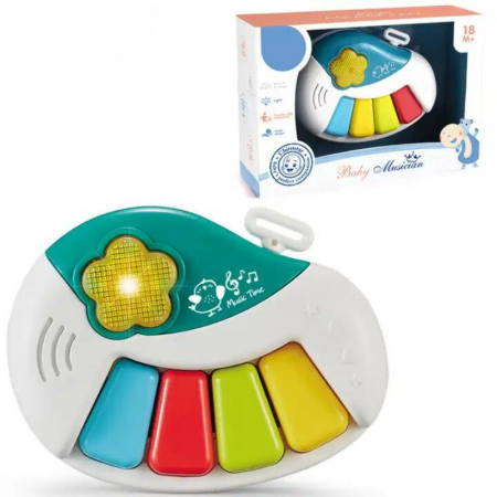 Pian Muzical pentru bebelusi, 4 Butoane, cu Lumina si Cantecele [2]