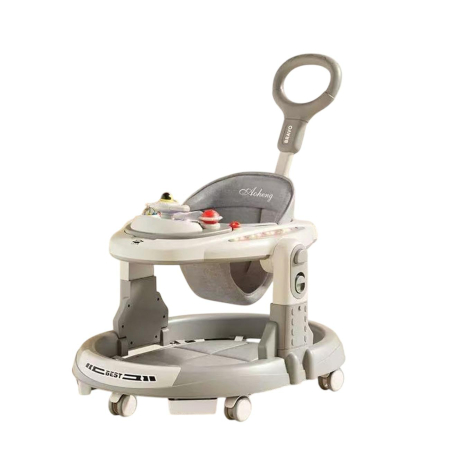 Premergator Multifunctional 4 in 1, cu Maner de Impins, Centru de Activitati cu Lumini, Muzica si Tavita Gustari, GRI [1]