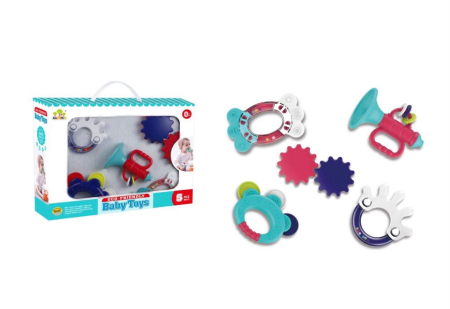 Bebe 9 luni+ - Set de Zornaitoare pentru Bebelusi, 5 Piese, Jucarii Senzoriale si Interactive pentru Dezvoltare