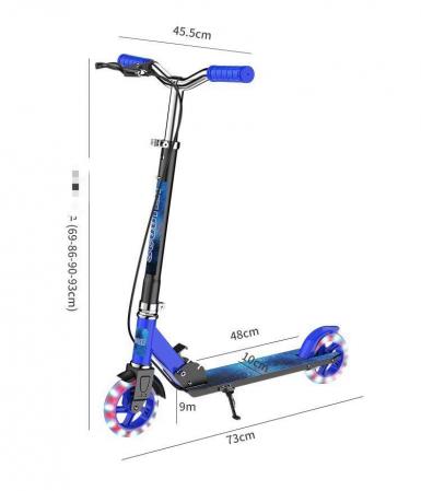 Trotineta Pliabila Roti LED, Frana pe Maner, Ghidon Reglabil - Albastru [1]