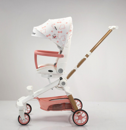 Carucioare - Carucior Pliabil 4 Roti, cu Sunete si Lumini Incorporate - Ursulet Roz