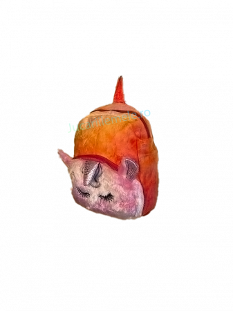 Rucsac din plus de tip ghiozdanel pentru copii Portocaliu cu Unicorn Somnoros [2]