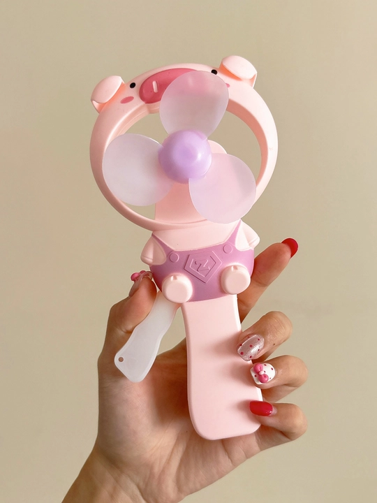 Jucarii fete - Ventilator de Mana pentru Copii, Model Porcusor, Fara Baterii, 18.5 cm