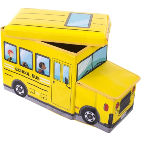 Cutie de Depozitare Pliabila pentru Jucarii, Autobuz Scolar, GALBEN [2]