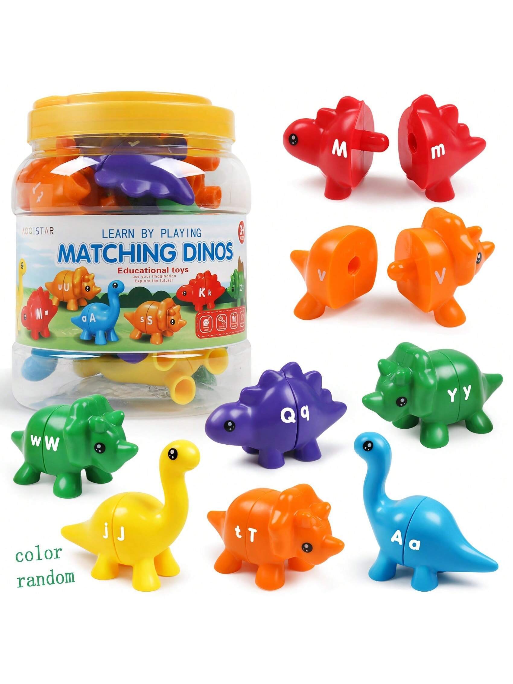 Jocuri si jucarii educative pe varsta - Jucarie de Potrivit cu Litere in Forma de Dinozauri