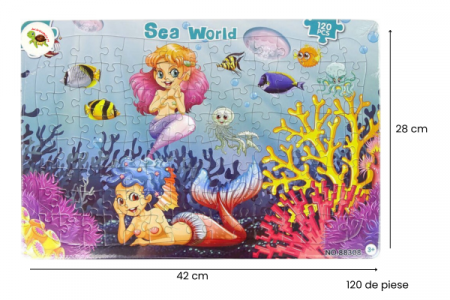 Copii 3 ani+ - Puzzle 2D cu 120 de Piese, 42 x 28 cm