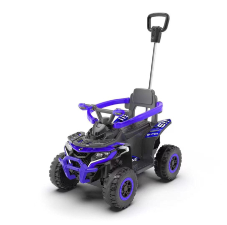 ATV Electric Pentru Copii Cu Telecomanda 2.4G, Muzica MP3, Lumini LED, Motor 6V, Maner de Impins, 1-4 Ani, ALBASTRU [1]