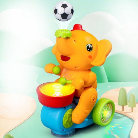 Elefant care Merge la Plimbare, Jucarie Educativa cu Lumini si Sunete, PORTOCALIU [2]