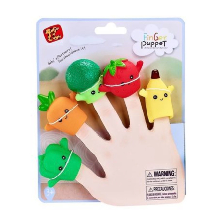 Jocuri de indemanare si dexteritate - Set 5 Papusi din Silicon pentru Degete cu Fructe si Legume