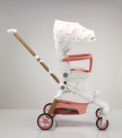 Carucior Pliabil 4 Roti, cu Sunete si Lumini Incorporate - Ursulet Roz [1]