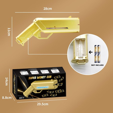 Pistol de Jucarie pentru Aruncat Bancnote, cu Lumini, Auriu [1]