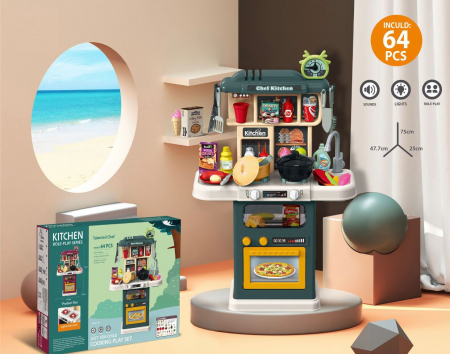 Jucarii si jocuri interactive pentru  copii - Joc de Rol Micul Bucatar, Set cu 64 de Accesorii