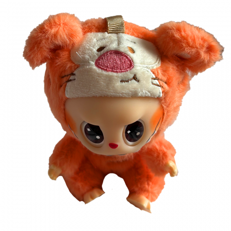 Jucarie de Plus Labubu Winnie The Pooh, Costum Tigru, 18 cm, Portocaliu [1]