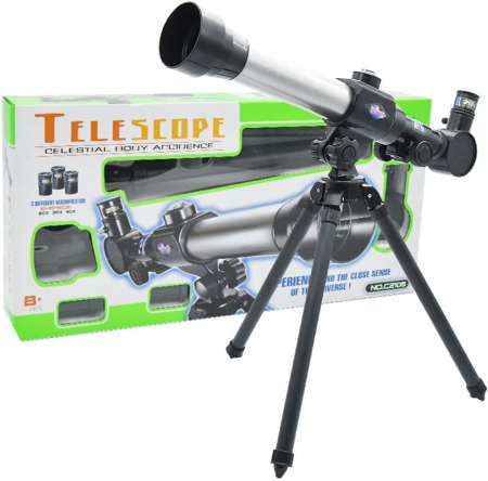Copii 4 ani+ - Telescop pentru Copii cu Trepied si 3 Oculare, Negru