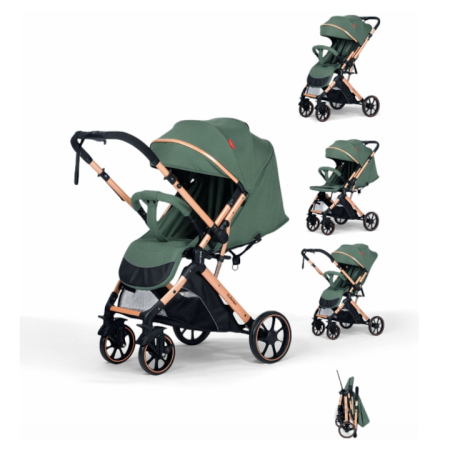 Carucioare - Carucior Sport Tip Troller Pliabil, Maner Reversibil, Spatar Reglabil VERDE