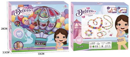 Copii 4 ani+ - Set Creativ pentru Facut Bijuterii, 140 Piese, Margele Colorate si Accesorii pentru Bratari si Coliere