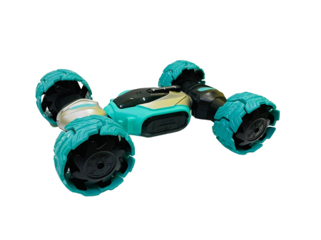 Copii 4 ani+ - Masina cu Telecomanda pentru Cascadorii, cu Rotire 360 Grade si Acumulator, Turcoaz