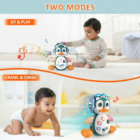 Pinguin Interactiv de Jucarie pentru Stimularea Mersului de-a Busilea cu Muzica si Luminoase [2]