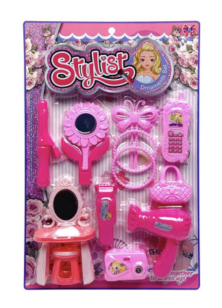 Jucarii copii si bebe - Set de Frumusete pentru Fetite cu Oglinda, Accesorii pentru Par si Telefon
