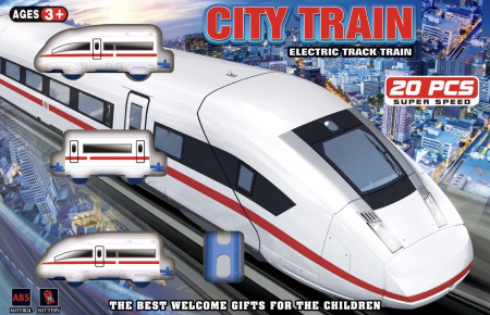Copii 4 ani+ - Tren Electric cu Circuit, 20 Piese, Alb