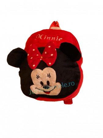Rucsac din plus de tip ghiozdanel pentru copii Rosu cu Minnie Mouse cu Fundita [2]