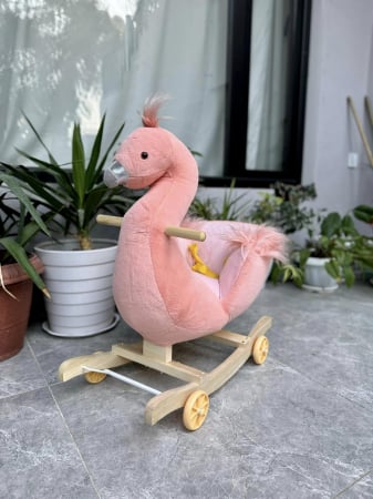 Copii 3 ani+ - Balansoar Muzical cu Roti, Flamingo Roz