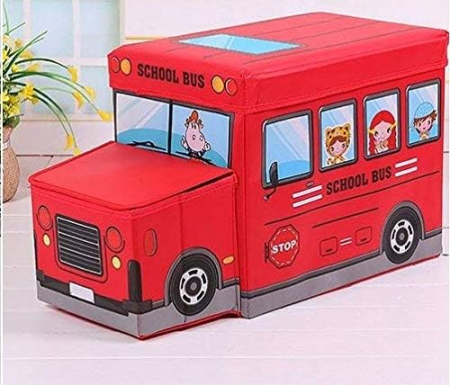 Cutie de Depozitare Pliabila pentru Jucarii, Autobuz Scolar, ROSU [1]