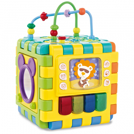 Saltele interactive - Jucarie de Motricitate pentru Bebelusi, Cub cu 6 Activitati