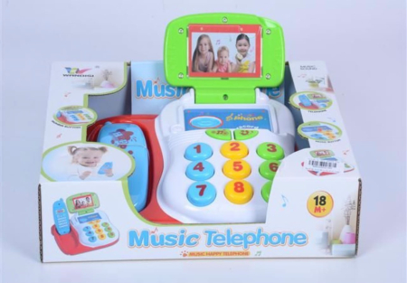 Jocuri de indemanare si dexteritate - Telefon Muzical Interactiv pentru Copii, cu Butoane, in Stil Vintage