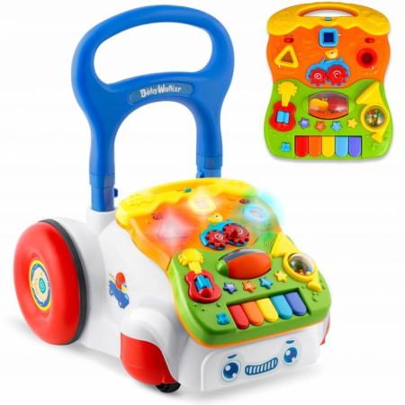 Carucioare si articole transport copii si bebelusi - Antemergator 2 in 1 cu diverse activitati si muzica Ricokids RK-744 - Alb