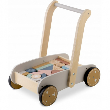 Carucioare si articole transport copii si bebelusi - Antemergator din lemn cu blocuri din lemn incluse, 26.5 x 40 x 41 cm, Nukido NK-856