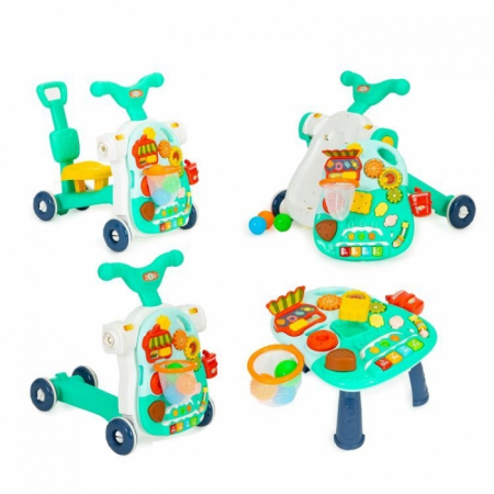Carucioare si articole transport copii si bebelusi - Antemergator educational 4 in 1 (antemergator, masuta, trotineta, bicicleta) Huanger HE0817 - Verde