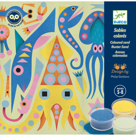 Jucarii Montessori - Atelier creativ cu nisip fluorescent Luminile din ocean, Djeco