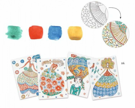 Atelier creativ de pictura Rochii cu flori, Djeco [3]