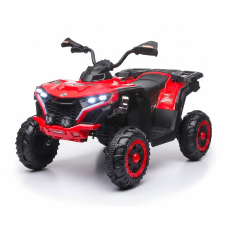 Jucarii de exterior - ATV Electric pentru Copii cu Baterie 12V, 2 Motoare, Lumini Led și Muzica, USB, MP3, ROSU