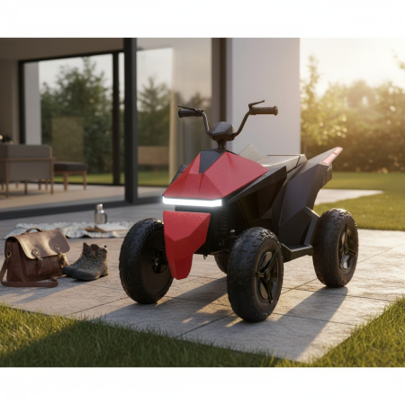 Masinute si vehicule pentru copii - ATV Electric pentru Copii, Design Futurist, 4 Motoare, Telecomanda Parinti, Lumini LED, 12V, ROZ
