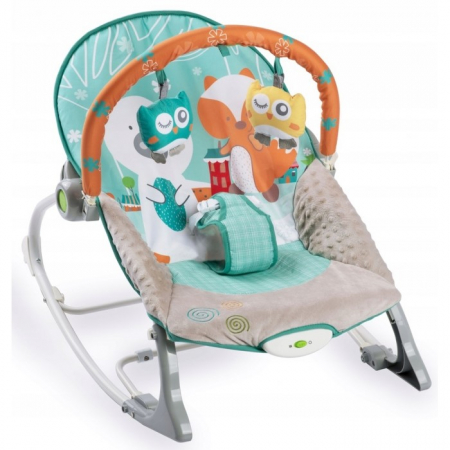 Camera copilului - Balansoar cu vibratii, vulpita si ursul, Ricokids 7309 - Turcoaz