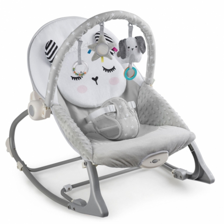 Camera copilului - Balansoar multifunctional cu vibratii, panda, 3 jucarii, Nukido 705100, Gri