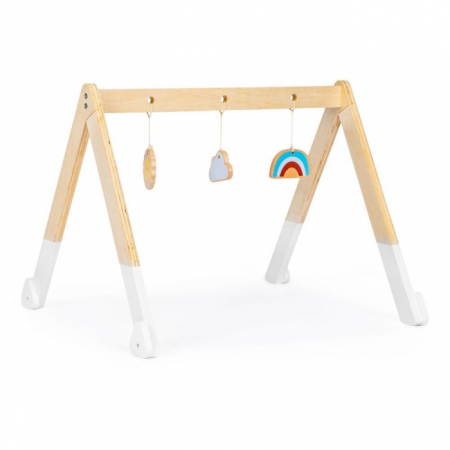 Jucarii copii si bebe - Bara educativa din lemn pentru copii cu 3 jucarii, Ecotoys CA12231